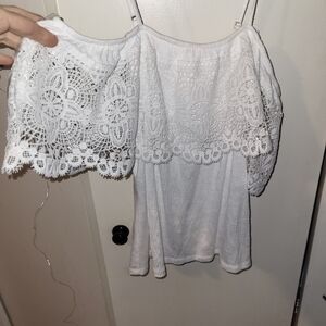 No Boundaries White Lace Off-Shoulder Blouse